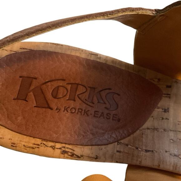Kork Ease Sandals Minihan Tan Pebble Leather Womens Size 8M Cork Wedge Comfy - Picture 8 of 14